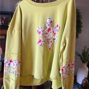 Floral Appliqué Yellow Women's Top